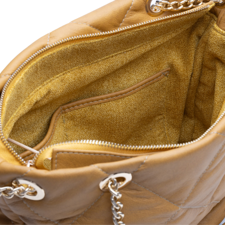 Geanta de umar, piele naturala model matlasat, Galben mustar [4]