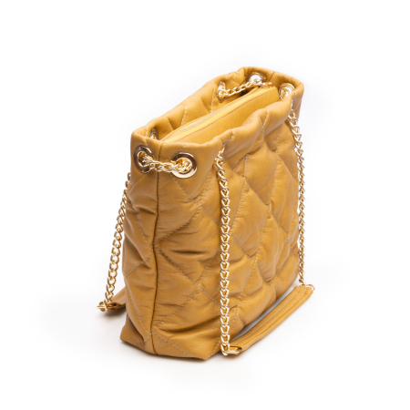 Geanta de umar, piele naturala model matlasat, Galben mustar [3]