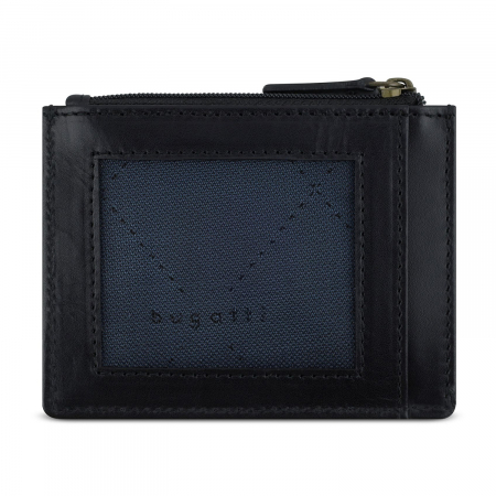 Mini portofel pentru carduri, piele naturala, bugatti seria Remo, 49239607, Negru [3]