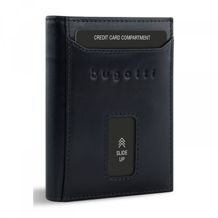 Mini portofel pentru carduri, piele naturala, bugatti seria Secure Slim, 491480R01, Negru [3]