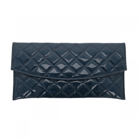 Plic de ocazie albastru petrol din piele lacuita tip matlasat [1]