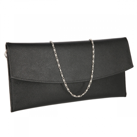 Plicuri elegante - Plic de ocazie negru din piele naturala cu striatii
