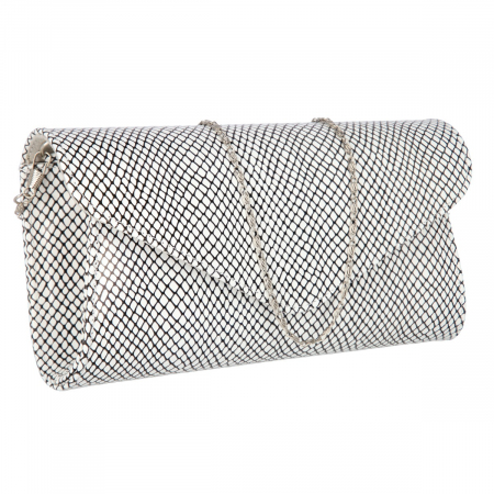 Plic elegant alb cu imprimeu negru din piele naturala, model 08