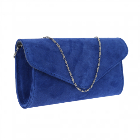 Plic elegant din piele intoarsa albastru regal, model 08