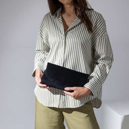 Plic elegant din piele intoarsa, model 114, Negru