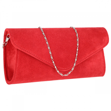 Plic elegant din piele intoarsa rosu clasic, model 08