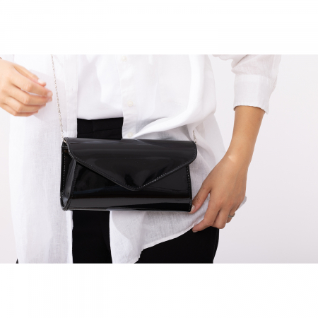 Plic elegant din piele lacuita neagra, model 08 [4]