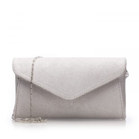 Dama - Plic elegant din piele naturala argintiu sidefar intens, model 08