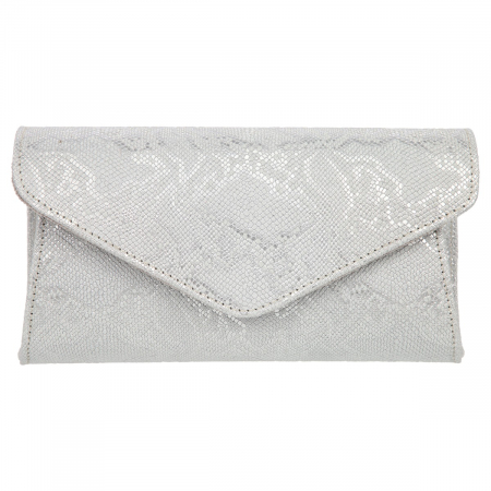 Plic elegant din piele naturala argintiu texturat, model 08 [1]