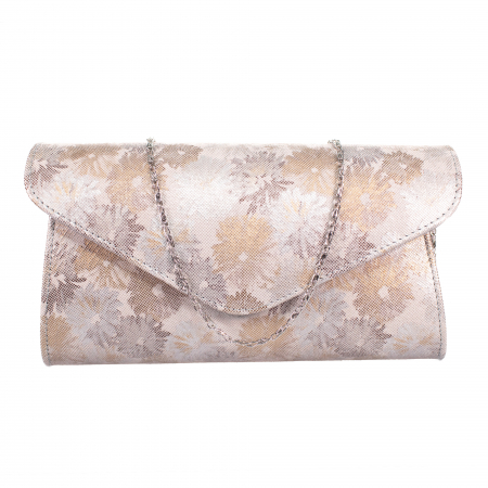 Plic elegant din piele naturala, model 08, Gri cu imprimeu floral [2]