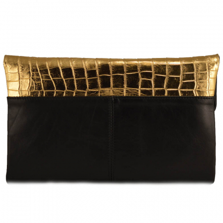 Plic negru / auriu piele naturala croco mare [1]