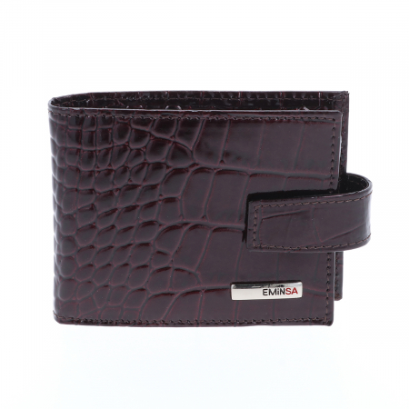Port carduri din piele naturala, Eminsa, model 1517, Bordo croco [1]