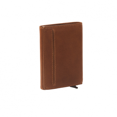 Portofel unisex cu suport pentru carduri, din piele naturala, The Chesterfield Brand, Lancaster, cu protectie anti scanare RFID, Maro coniac [2]