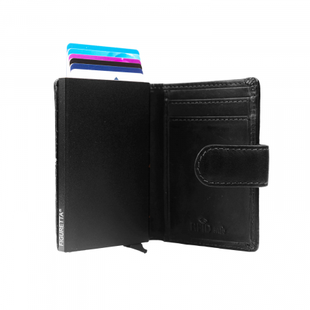 Portofel unisex cu suport pentru carduri, din piele naturala, The Chesterfield Brand, Loughton, cu protectie RFID, Negru [4]