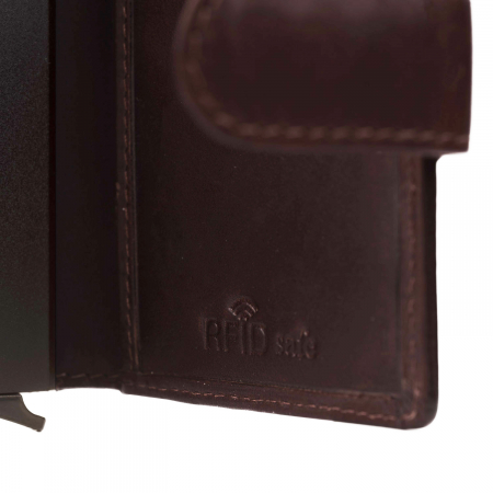 Portofel unisex cu suport pentru carduri, din piele naturala, The Chesterfield Brand, Loughton, cu protectie RFID, Maro inchis [3]