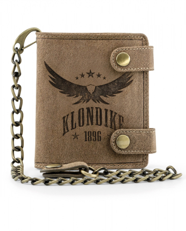 Portofele - Portofel cu lant pentru motociclisti, Klondike, seria Tim Eagle, din piele naturala, Maro vintage