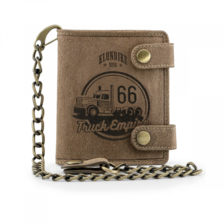 Portofel cu lant pentru motociclisti, Klondike, seria Tim Truck, din piele naturala, Maro vintage [6]