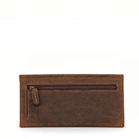 Portofel dama, din piele naturala, Klondike, model Grace cu capsa, Maro vintage [2]