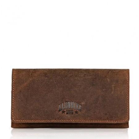 Portofel dama, din piele naturala, Klondike, model Grace cu capsa, Maro vintage