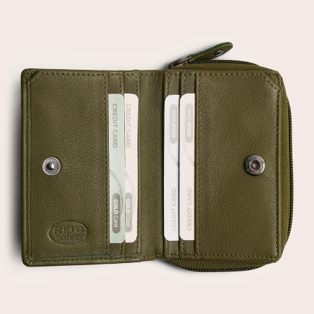Portofel dama din piele naturala, The Chesterfield Brand, Floren, cu protectie anti scanare RFID, Verde olive [3]