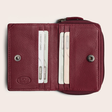 Portofel dama din piele naturala, The Chesterfield Brand, Floren, cu protectie anti scanare RFID, Visiniu [3]