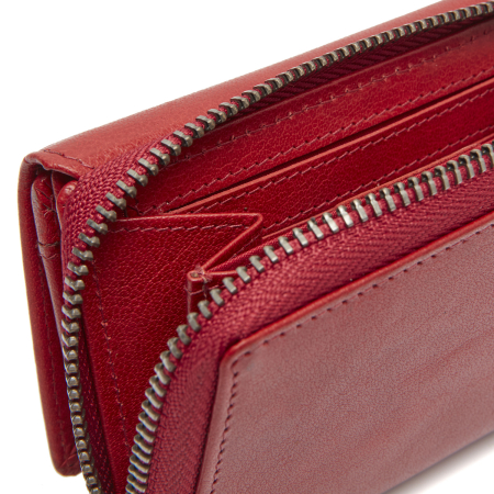 Portofel dama din piele naturala, The Chesterfield Brand, Rimili, cu protectie anti scanare RFID, Rosu [3]