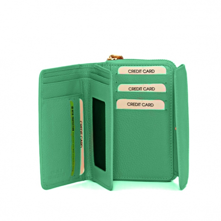 Portofel dama, Gianni Conti, piele naturala, protectie anti scanare RFID, seria 4318156, Verde mar [2]