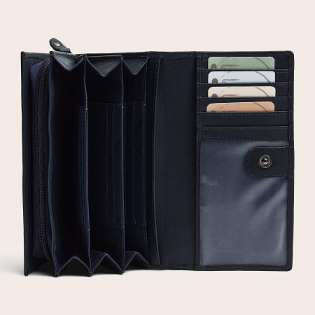 Portofel dama, The Chesterfield Brand, cu protectie anti scanare RFID, din piele naturala Valetta, Bleumarin [1]