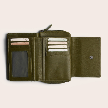Portofel de dama, din piele naturala cu protectie RFID, The Chesterfield Brand, Orveta - Verde olive [3]