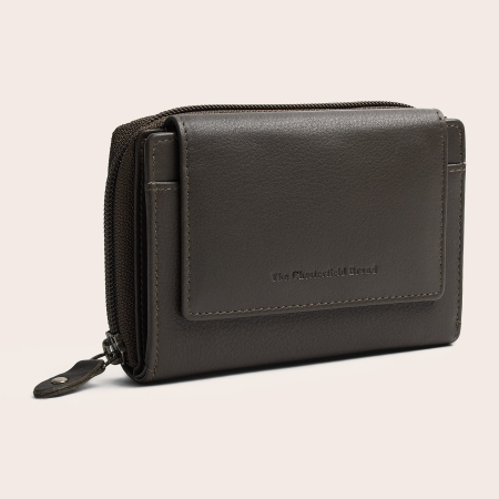 Portofele - Portofel de dama, din piele naturala cu protectie RFID, The Chesterfield Brand, Orveta - Gri argilos