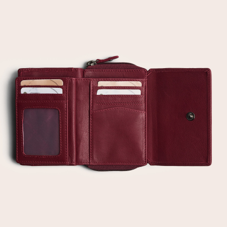 Portofel de dama, din piele naturala cu protectie RFID, The Chesterfield Brand, Zelan - Visiniu [3]