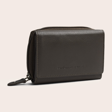Dama - Portofel de dama, din piele naturala cu protectie RFID, The Chesterfield Brand, Zelan - Gri argila