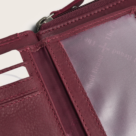 Portofel de dama, din piele naturala cu protectie RFID, The Chesterfield Brand, Zelan - Visiniu [8]