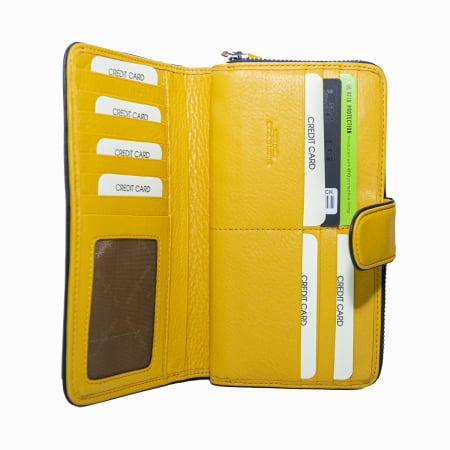 Portofel de dama, Gianni Conti, piele naturala, 588388, cu protectie RFID, Galben [4]
