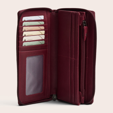 Portofel din piele naturala The Chesterfield Brand, cu protectie anti scanare RFID, Mirelle - Visiniu [3]