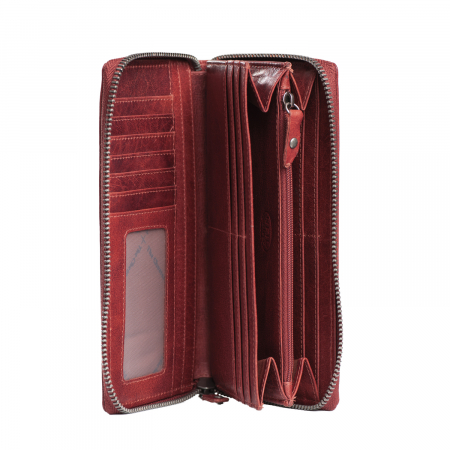Portofel din piele naturala The Chesterfield Brand, cu protectie anti scanare RFID, Havana, Visiniu [3]