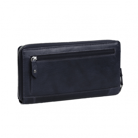 Portofel din piele naturala The Chesterfield Brand, cu protectie anti scanare RFID, Havana, Bleumarin [1]
