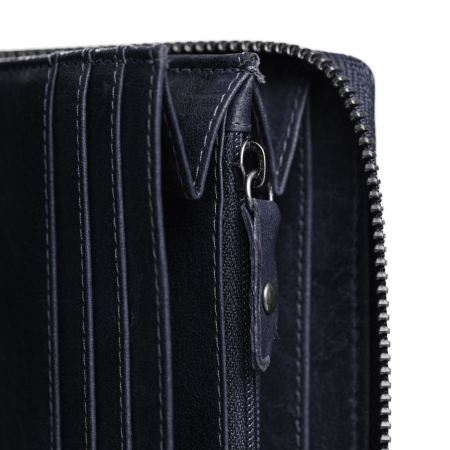 Portofel din piele naturala The Chesterfield Brand, cu protectie anti scanare RFID, Havana, Bleumarin [2]