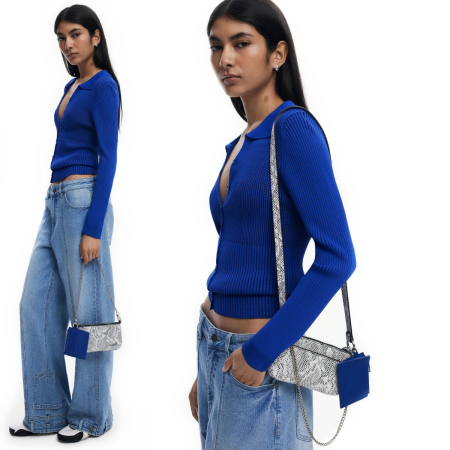 Portofel/gentuta, 2 in 1, de dimensiune mica, Desigual, Mini Snake, Alb [2]