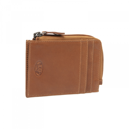 Port card slim unisex din piele naturala, The Chesterfield Brand, Livenza, cu protectie anti scanare RFID, Maro coniac [1]