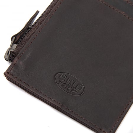 Port card slim unisex din piele naturala, The Chesterfield Brand, Livenza, cu protectie anti scanare RFID, Maro inchis [4]
