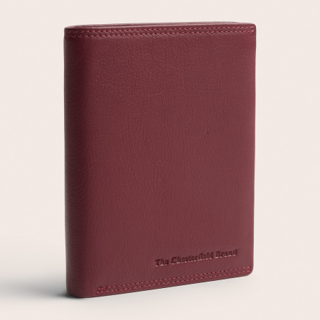 Barbati - Portofel The Chesterfield Brand, cu protectie anti scanare RFID, din piele naturala, Frederick - Rosu inchis
