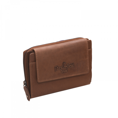 Portofel The Chesterfield Brand, cu protectie anti scanare RFID, din piele naturala moale, Ascot, Maro coniac