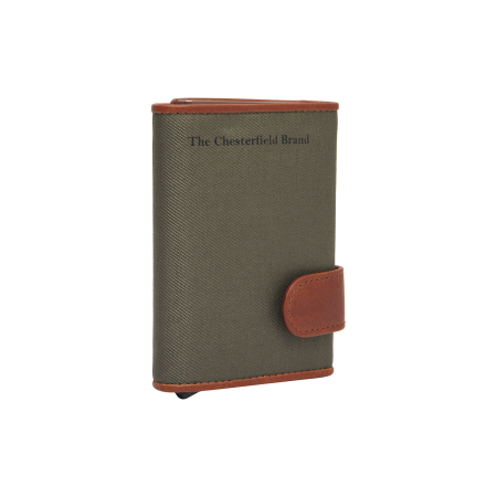 Portofel unisex cu suport pentru carduri, din piele naturala, The Chesterfield Brand, Delsbo, cu protectie anti scanare RFID, Verde olive [1]