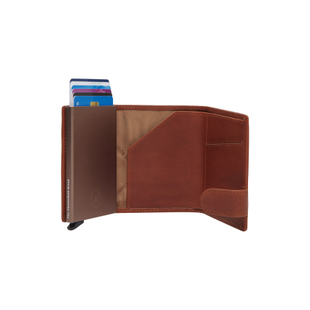 Portofel unisex cu suport pentru carduri, din piele naturala, The Chesterfield Brand, Delsbo, cu protectie anti scanare RFID, Verde olive [3]