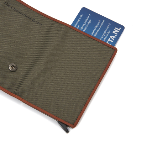 Portofel unisex cu suport pentru carduri, din piele naturala, The Chesterfield Brand, Delsbo, cu protectie anti scanare RFID, Verde olive [2]