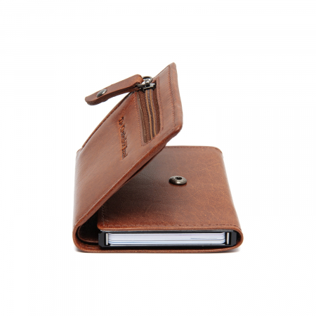 Portofel unisex cu suport pentru carduri, din piele naturala, The Chesterfield Brand, Gabriela, cu protectie anti scanare RFID, Maro coniac [4]