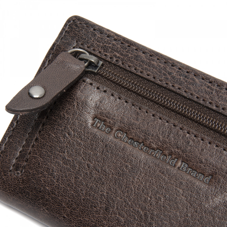 Portofel unisex cu suport pentru carduri, din piele naturala, The Chesterfield Brand, Gabriela, cu protectie anti scanare RFID, Maro inchis [4]