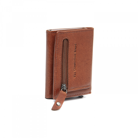 Portofel unisex cu suport pentru carduri, din piele naturala, The Chesterfield Brand, Gabriela, cu protectie anti scanare RFID, Maro coniac [6]