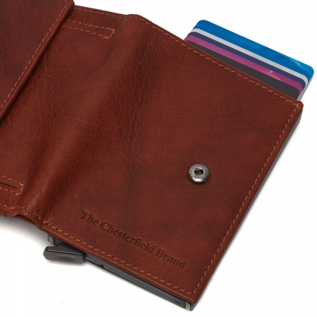 Portofel unisex cu suport pentru carduri, din piele naturala, The Chesterfield Brand, Hannover, cu protectie anti scanare RFID, Maro coniac [4]
